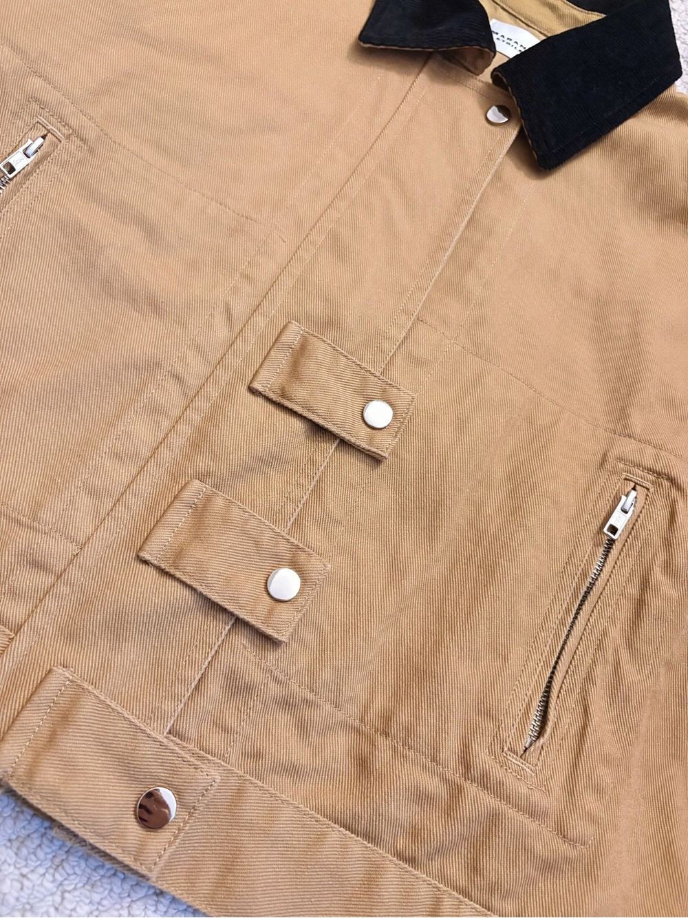 Isabel Marant Cropped Khaki Jacket with Dark Brown Collar Size 38\L - Picture 6 of 9